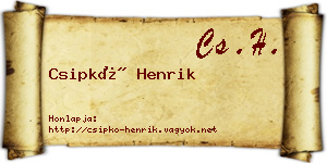 Csipkó Henrik névjegykártya